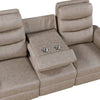 Meloni Double Glider Reclining Sofa | Drop-Down Table | Taupe Microfiber