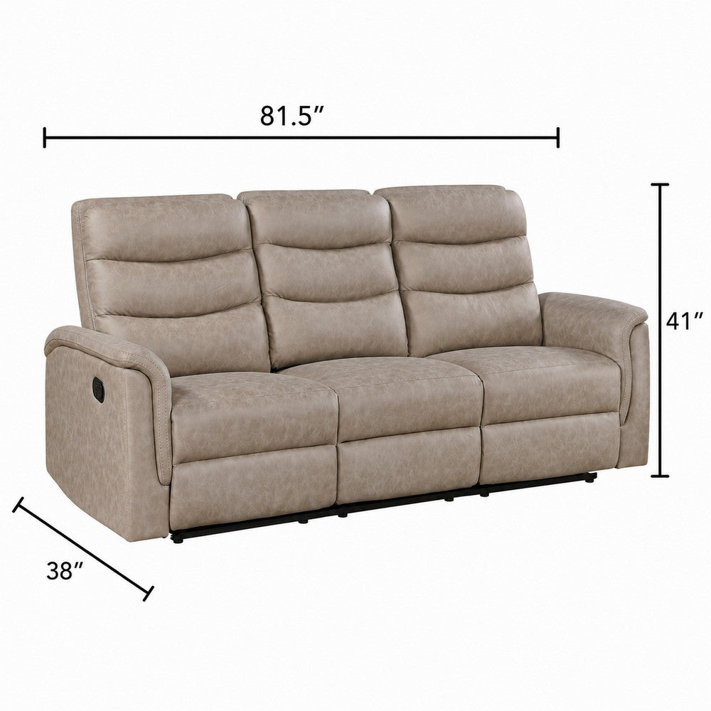 Meloni Double Glider Reclining Sofa | Drop-Down Table | Taupe Microfiber