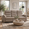 Meloni Double Glider Reclining Sofa | Drop-Down Table | Taupe Microfiber