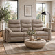 Meloni Double Glider Reclining Sofa | Drop-Down Table | Taupe Microfiber