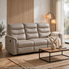 Meloni Double Glider Reclining Sofa | Drop-Down Table | Taupe Microfiber
