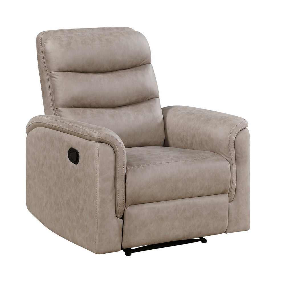 Meloni Reclining Chair with Pull-Hand Mechanism | Taupe Microfiber