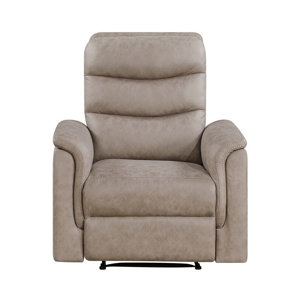 Meloni Reclining Chair with Pull-Hand Mechanism | Taupe Microfiber