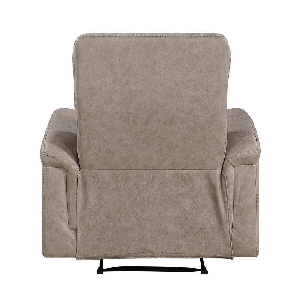 Meloni Reclining Chair with Pull-Hand Mechanism | Taupe Microfiber