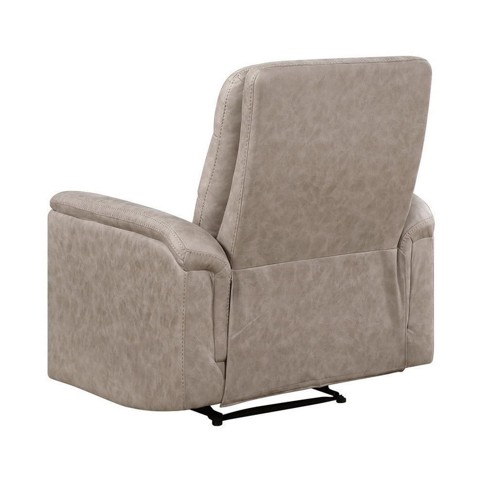Meloni Reclining Chair with Pull-Hand Mechanism | Taupe Microfiber