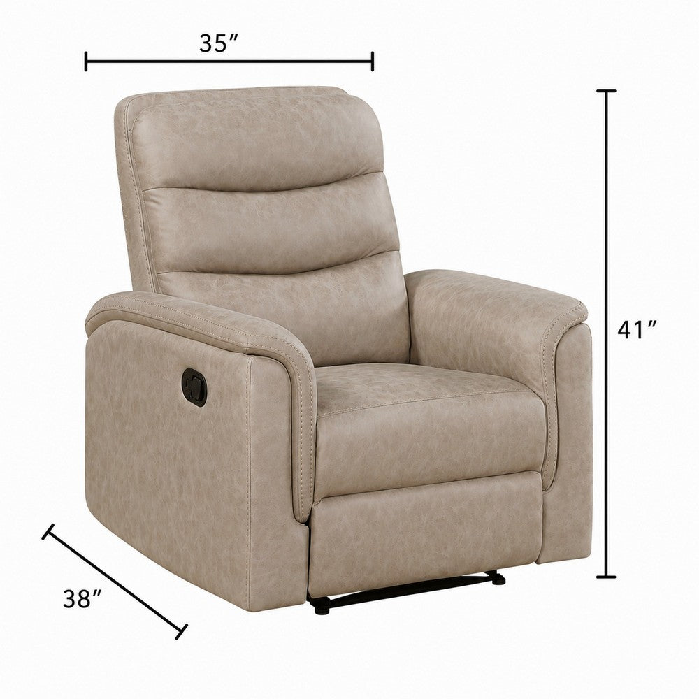 Meloni Reclining Chair with Pull-Hand Mechanism | Taupe Microfiber