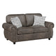 Pinto Loveseat with Nailhead Trim | 2 Accent Pillows | Gray Microfiber