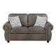 Pinto Loveseat with Nailhead Trim | 2 Accent Pillows | Gray Microfiber