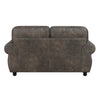 Pinto Loveseat with Nailhead Trim | 2 Accent Pillows | Gray Microfiber