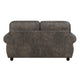 Pinto Loveseat with Nailhead Trim | 2 Accent Pillows | Gray Microfiber