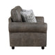 Pinto Loveseat with Nailhead Trim | 2 Accent Pillows | Gray Microfiber