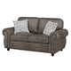 Pinto Loveseat with Nailhead Trim | 2 Accent Pillows | Gray Microfiber