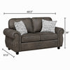 Pinto Loveseat with Nailhead Trim | 2 Accent Pillows | Gray Microfiber