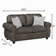 Pinto Loveseat with Nailhead Trim | 2 Accent Pillows | Gray Microfiber