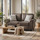 Pinto Loveseat with Nailhead Trim | 2 Accent Pillows | Gray Microfiber