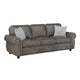 Pinto Sofa with Nailhead Trim and 2 Accent Pillows | Gray Microfiber