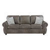 Pinto Sofa with Nailhead Trim and 2 Accent Pillows | Gray Microfiber