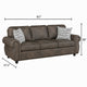 Pinto Sofa with Nailhead Trim and 2 Accent Pillows | Gray Microfiber