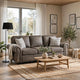 Pinto Sofa with Nailhead Trim and 2 Accent Pillows | Gray Microfiber