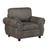 Pinto Traditional Accent Chair | Nailhead Trim | Brown-Gray Microfiber