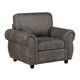 Pinto Traditional Accent Chair | Nailhead Trim | Brown-Gray Microfiber