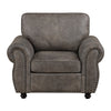 Pinto Traditional Accent Chair | Nailhead Trim | Brown-Gray Microfiber