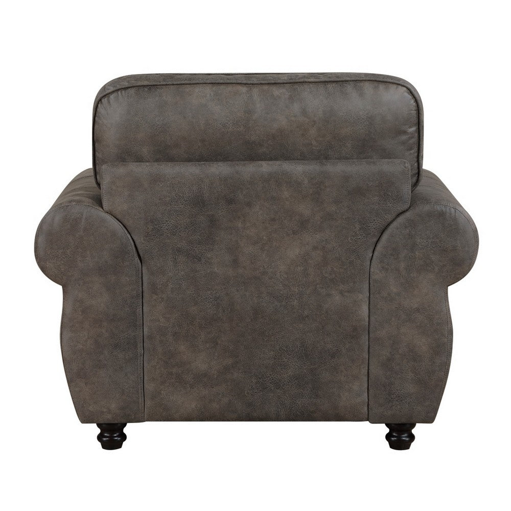 Pinto Traditional Accent Chair | Nailhead Trim | Brown-Gray Microfiber