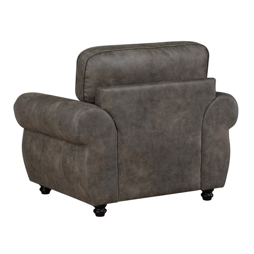 Pinto Traditional Accent Chair | Nailhead Trim | Brown-Gray Microfiber