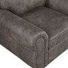 Pinto Traditional Accent Chair | Nailhead Trim | Brown-Gray Microfiber