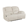 Cally Double Reclining Loveseat | Wall Hugger Design | Beige Microfiber