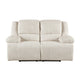 Cally Double Reclining Loveseat | Wall Hugger Design | Beige Microfiber