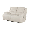 Cally Double Reclining Loveseat | Wall Hugger Design | Beige Microfiber