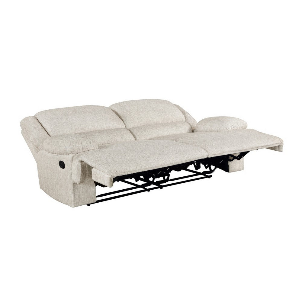 Cally Double Reclining Sofa with Wall Hugger Design | Beige Microfiber
