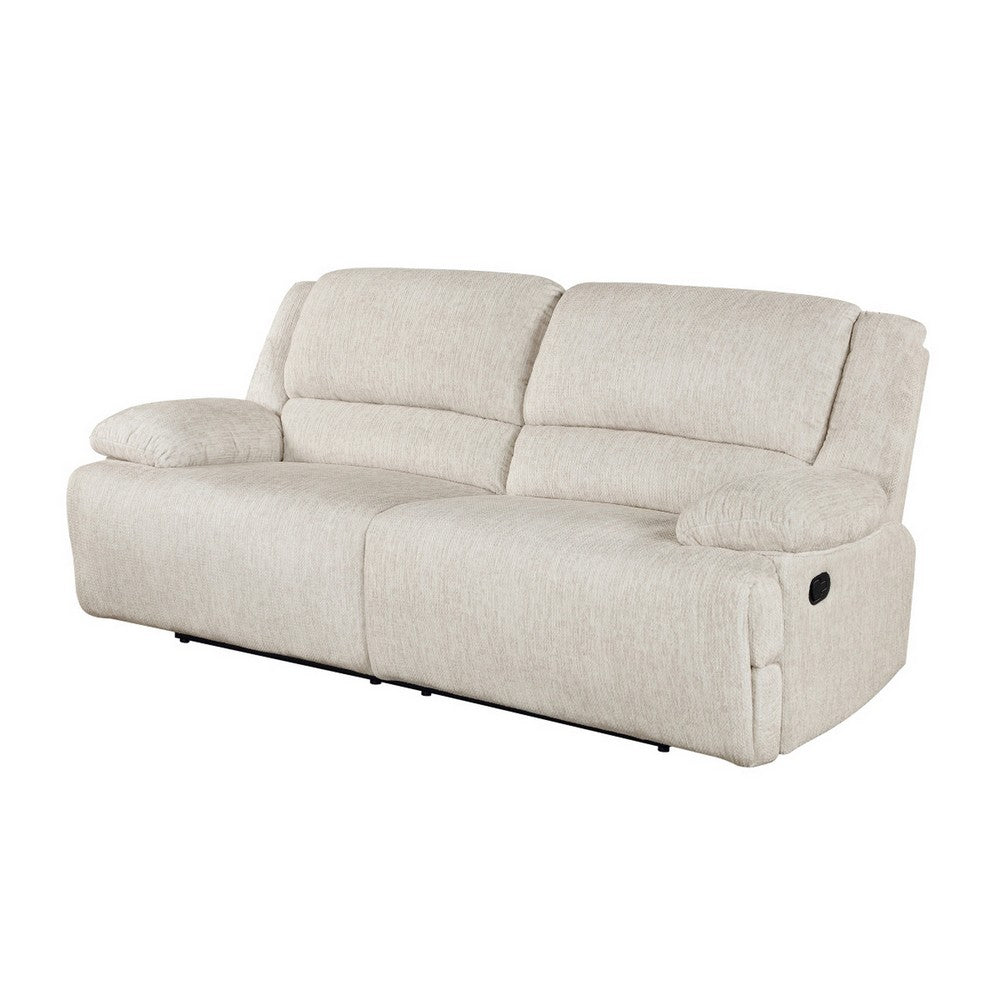 Cally Double Reclining Sofa with Wall Hugger Design | Beige Microfiber