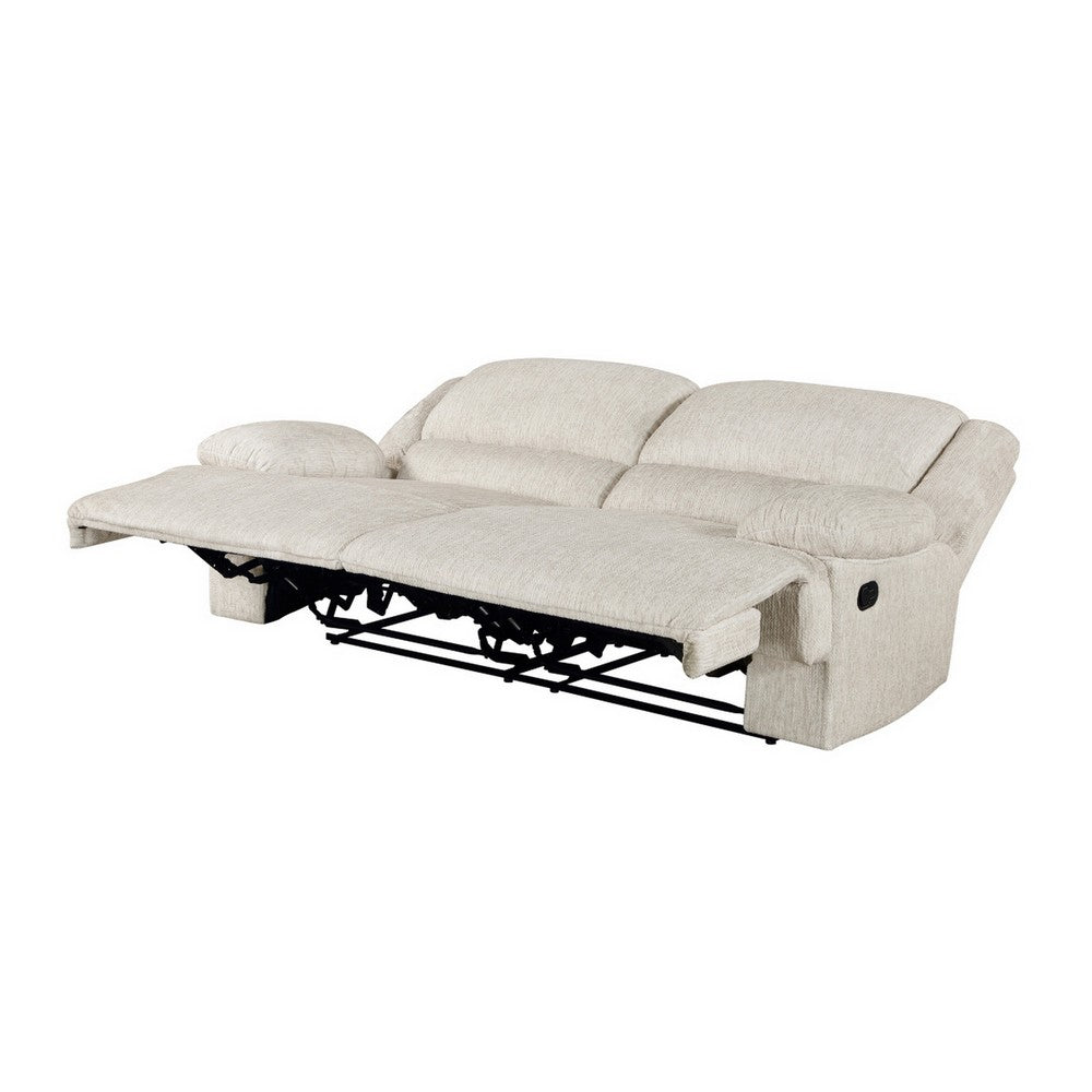 Cally Double Reclining Sofa with Wall Hugger Design | Beige Microfiber