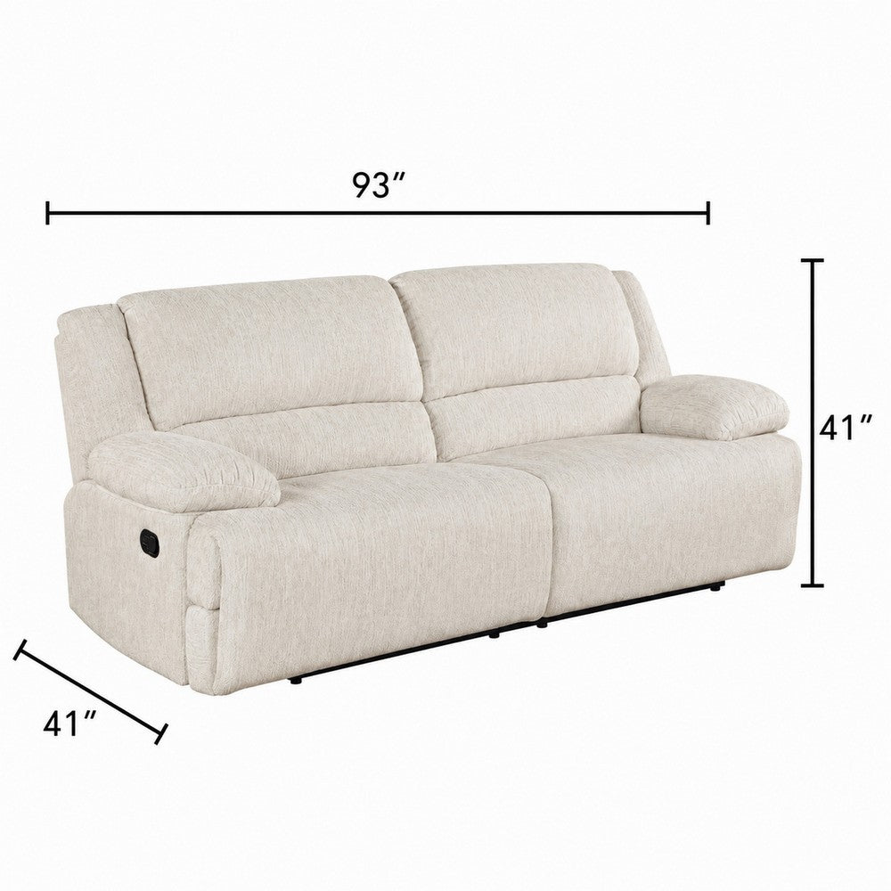 Cally Double Reclining Sofa with Wall Hugger Design | Beige Microfiber