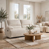 Cally Double Reclining Sofa with Wall Hugger Design | Beige Microfiber