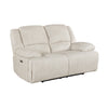 Cally Power Reclining Loveseat | USB Charging Ports | Beige Microfiber