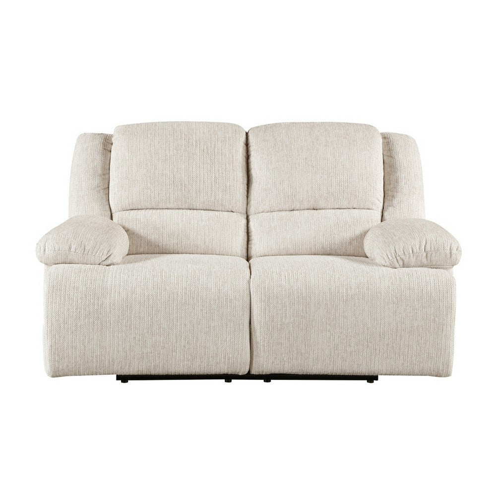 Cally Power Reclining Loveseat | USB Charging Ports | Beige Microfiber