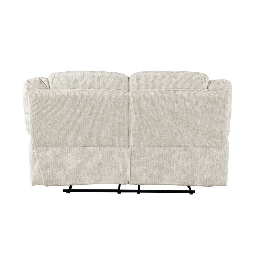 Cally Power Reclining Loveseat | USB Charging Ports | Beige Microfiber