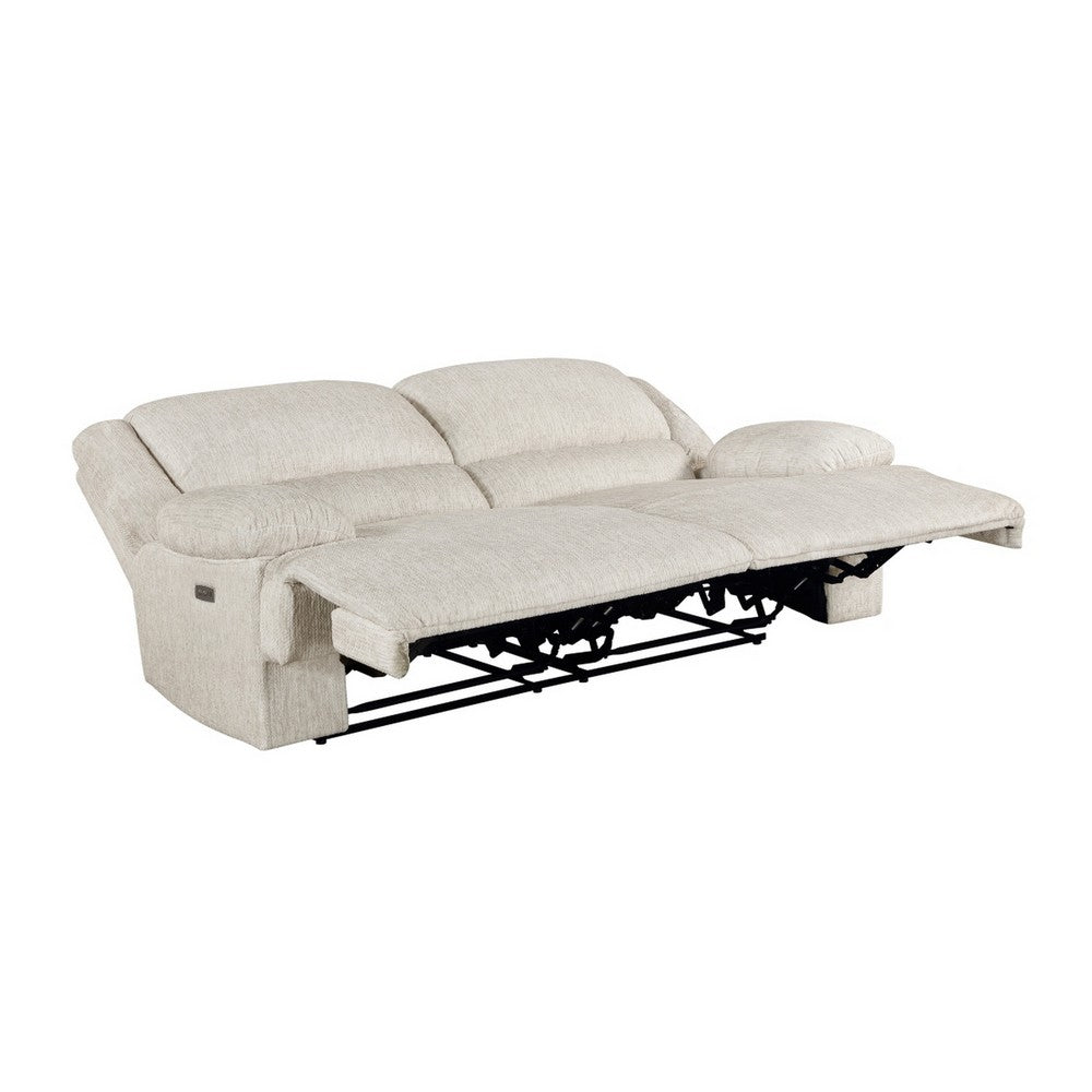 Cally Power Reclining Sofa with USB Charging Ports | Beige Microfiber