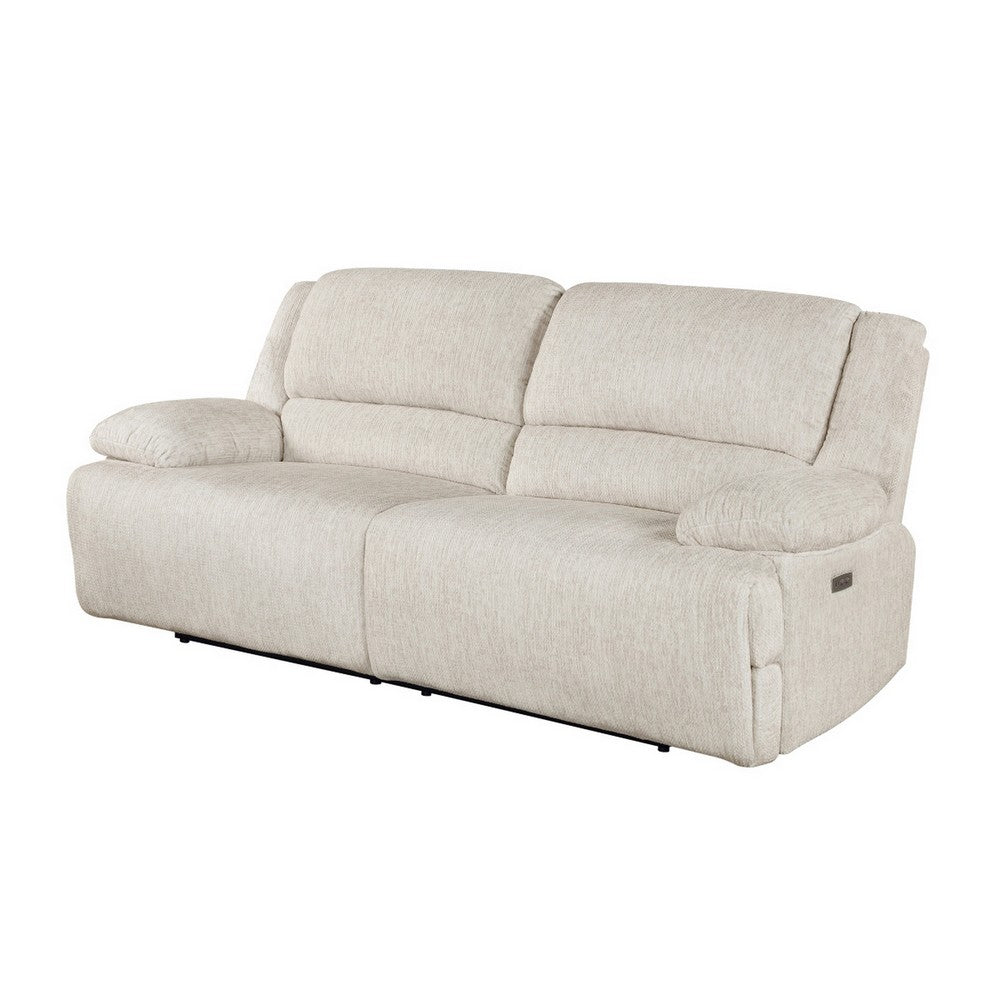 Cally Power Reclining Sofa with USB Charging Ports | Beige Microfiber