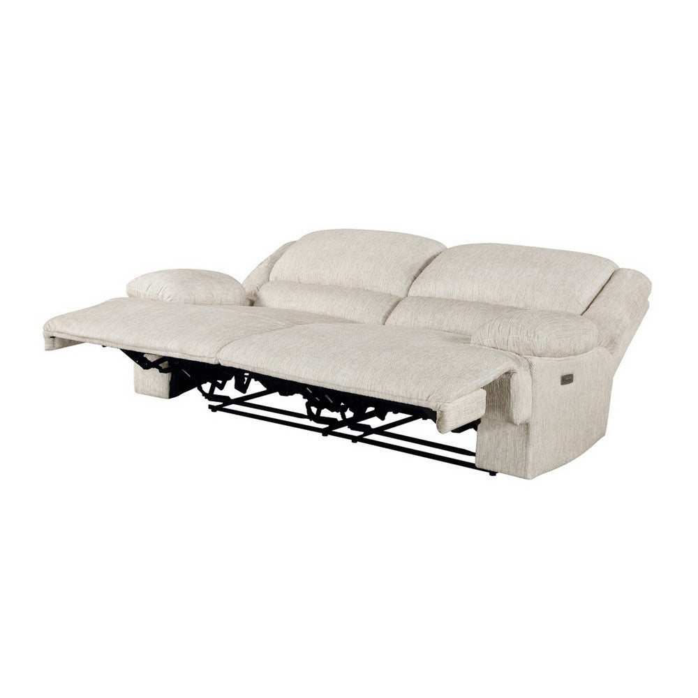 Cally Power Reclining Sofa with USB Charging Ports | Beige Microfiber