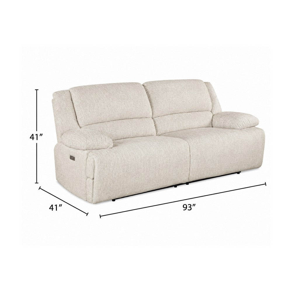 Cally Power Reclining Sofa with USB Charging Ports | Beige Microfiber