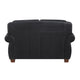 Ronny Loveseat with Nailhead Trim | Brown Wood Feet | Black Genuine Leather