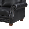 Ronny Loveseat with Nailhead Trim | Brown Wood Feet | Black Genuine Leather