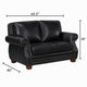 Ronny Loveseat with Nailhead Trim | Brown Wood Feet | Black Genuine Leather