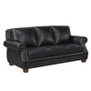 Ronny Sofa | Nailhead Trim | Brown Wood Feet | Black Genuine Leather