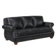 Ronny Sofa | Nailhead Trim | Brown Wood Feet | Black Genuine Leather
