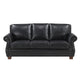Ronny Sofa | Nailhead Trim | Brown Wood Feet | Black Genuine Leather